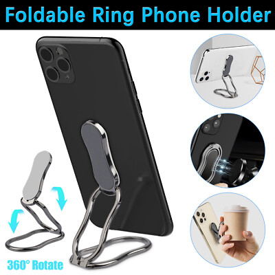 Phone Ring Holder Finger Kickstand Foldable 360° Rotation Back