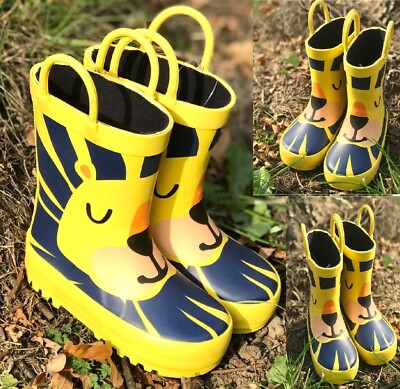 KIDS BOYS GIRLS CHILDRENS INFANTS WELLIES SNOW WELLINGTON WATERPROOF BOOTS  SIZE UK