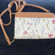 Floral Crossbody Bag with Wristlet  Front Zipper