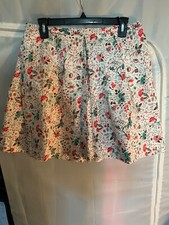 GAP Box Pleated Red Floral Print Skirt size 6 NWOT