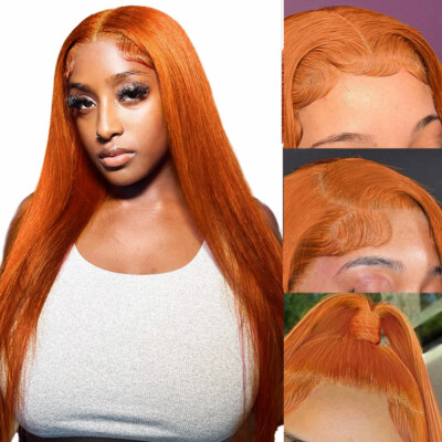 Ginger Orange Straight Wig Human Hair 13x4 Brazilian Human Hair Lace Frontal Wig