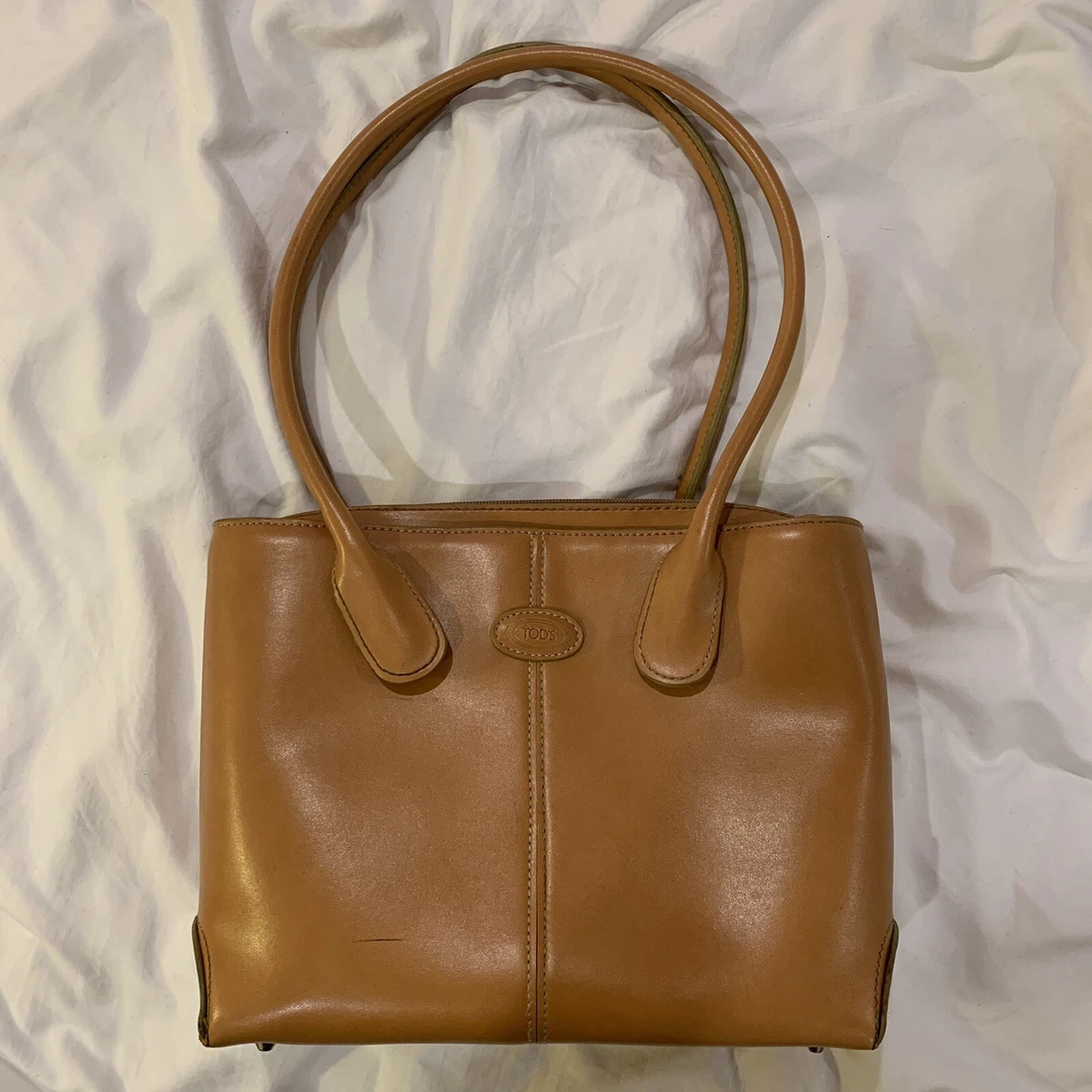 Vintage Tod s Tan Leather Tote Shoulder Bag eBay