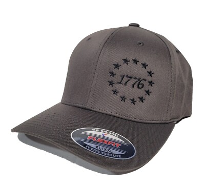 1776 Betsy Ross Stars Embroidered 2XL XXL FLEXFIT Dark Gray Cap Hat 6277