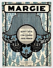 1920 Margie Antique Sheet Music Piano Chords Vtg Davis Conrad Robinson Berlin