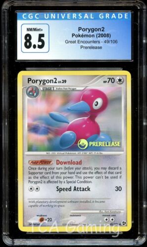 CGC 8.5 NM-MINT+ Porygon2 49/106 PRERELEASE Great Encounters PROMO Pokemon Card - Picture 1 of 2