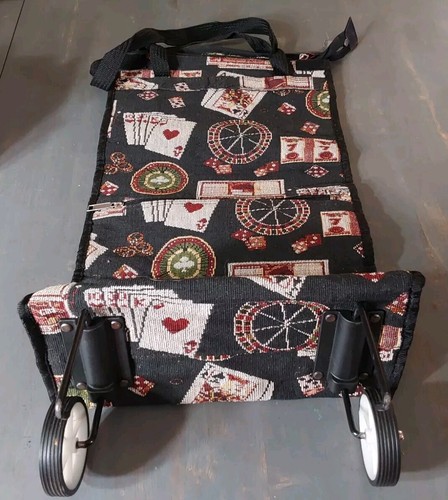 Poker Cards Casino Tapestry Luggage Shopping Bag w Wheels Collapsible Foldable