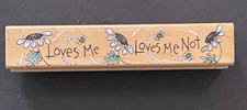 Loves me Loves me Not Sunflowers Bees Valentine's Spring Mixed Wood Rubber Stamp
