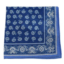 THE MENS STORE Navy Blue Gray FLORAL Cotton Silk Pocket Square NWT