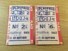 1958 Playfair WA State Horse Racing Tote Betting Tickets, NICE ONES!!