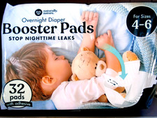 Naturally Nature Overnight Diaper Booster Pads Size 4-6, 32 Count