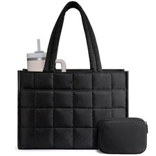 Tote Bag for Women, Puffer Work Handbag 15.6 Inch Laptop Purse for Nurse Teac...