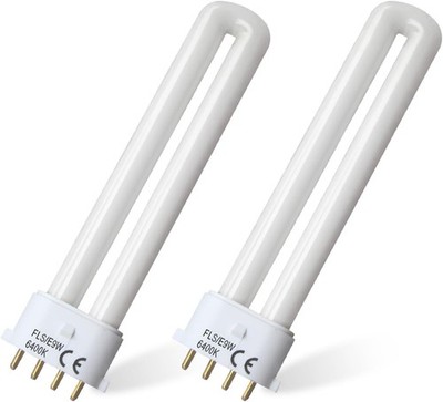 6400K Camping Lantern Bulb Replacement, 9W Fluorescent, 4 Pin 2G7 Base, 2 Pack