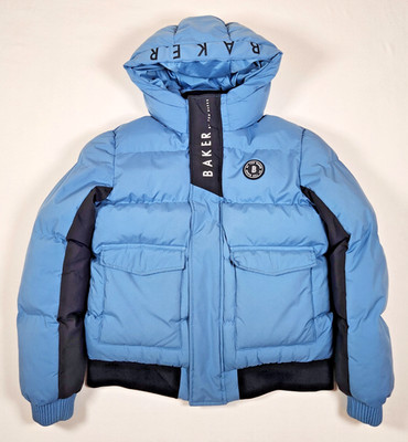 Baker by Ted Baker Boy's Colorblock Shower Resistant Puffer Blue Coat - 11 yr