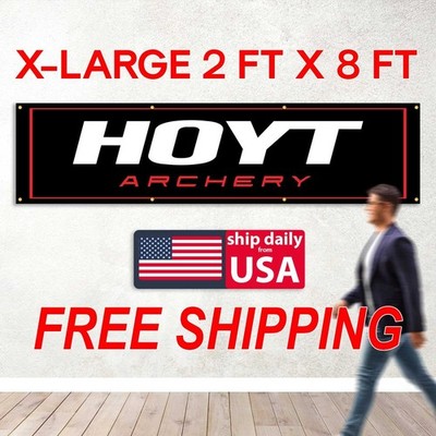 Hoyt Archery 2x8 FT Banner Black Flag Big Giant Huge Archer Bow Hunter Shop