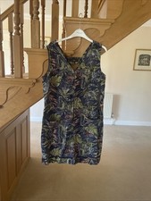 Women's Next Shift Dress Summer Sleeveless, Linen Blend Navy Floral 14