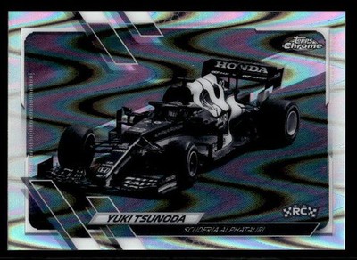 Yuki Tsunoda 2021 Topps Chrome Formula 1 Black White RayWave Refractor #109 ESE