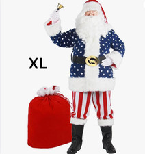 Santa Claus Costume for Men Adult Deluxe Professional Santa Suit 11pcs Red White