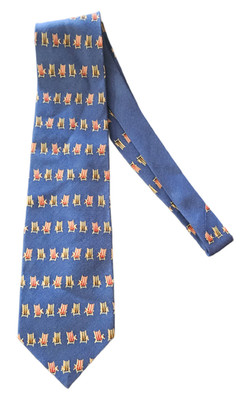 Tommy Bahama Off Island Necktie Navy Blue Silk Beach Deck Chair Pattern