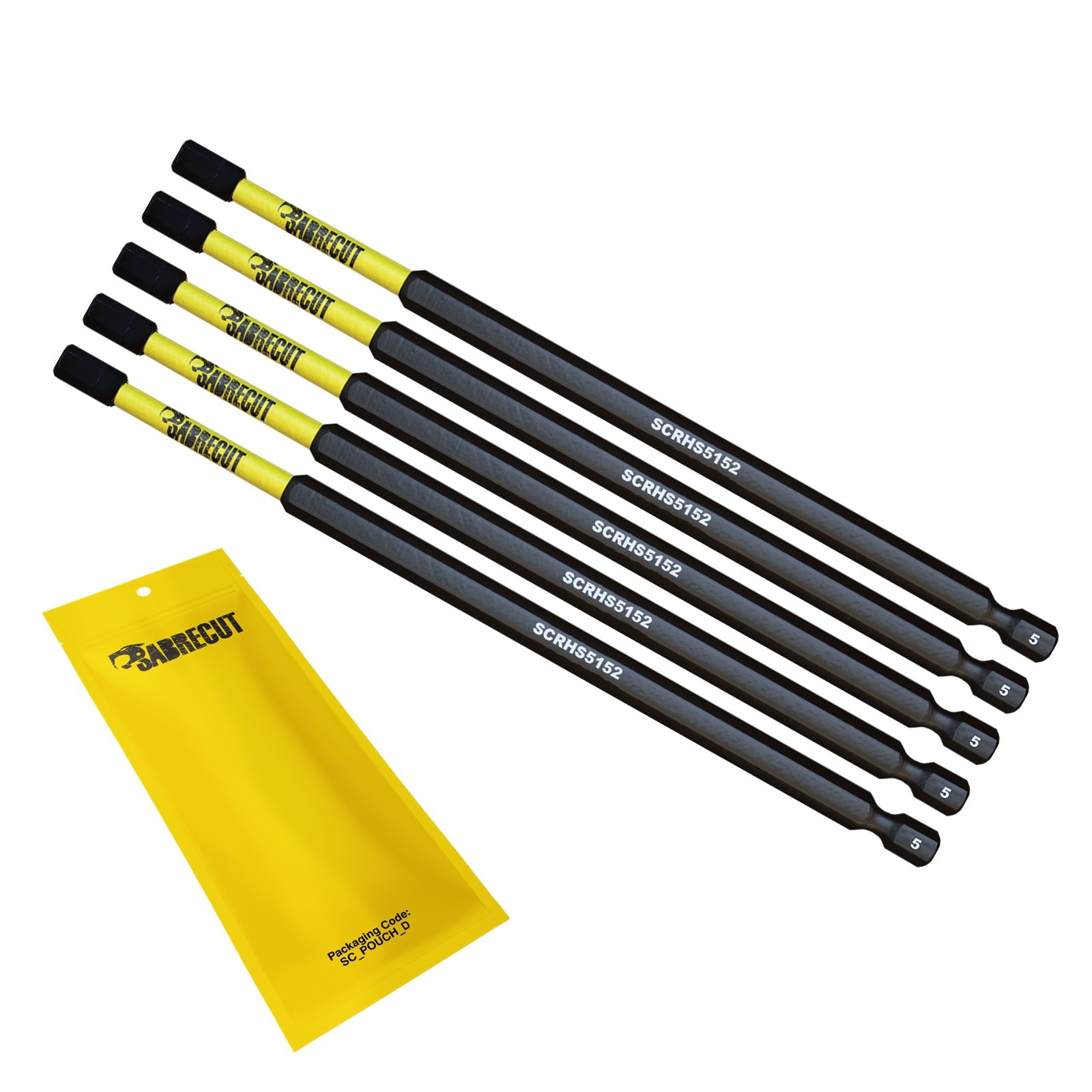 SabreCut Tamper Proof Impact Bits H5 152mm x 5 - Milwaukee DeWalt Professional