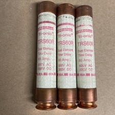 Lot of 3: Ferraz Shawmut TRS60R Tri-onic Dual Element, Time Delay, 600 VAC Fuses