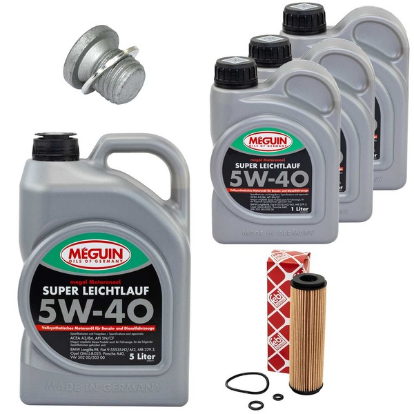 MotoröL Filter Set Sae 5W-40 Meguin 8 Liter + Schraube FüR Mercedes C-Klasse-image