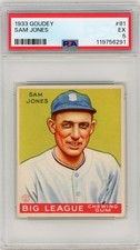 1933 Goudey #81 SAM JONES PSA 5 EX RC ROOKIE CARD Chicago White Sox. rookie card picture
