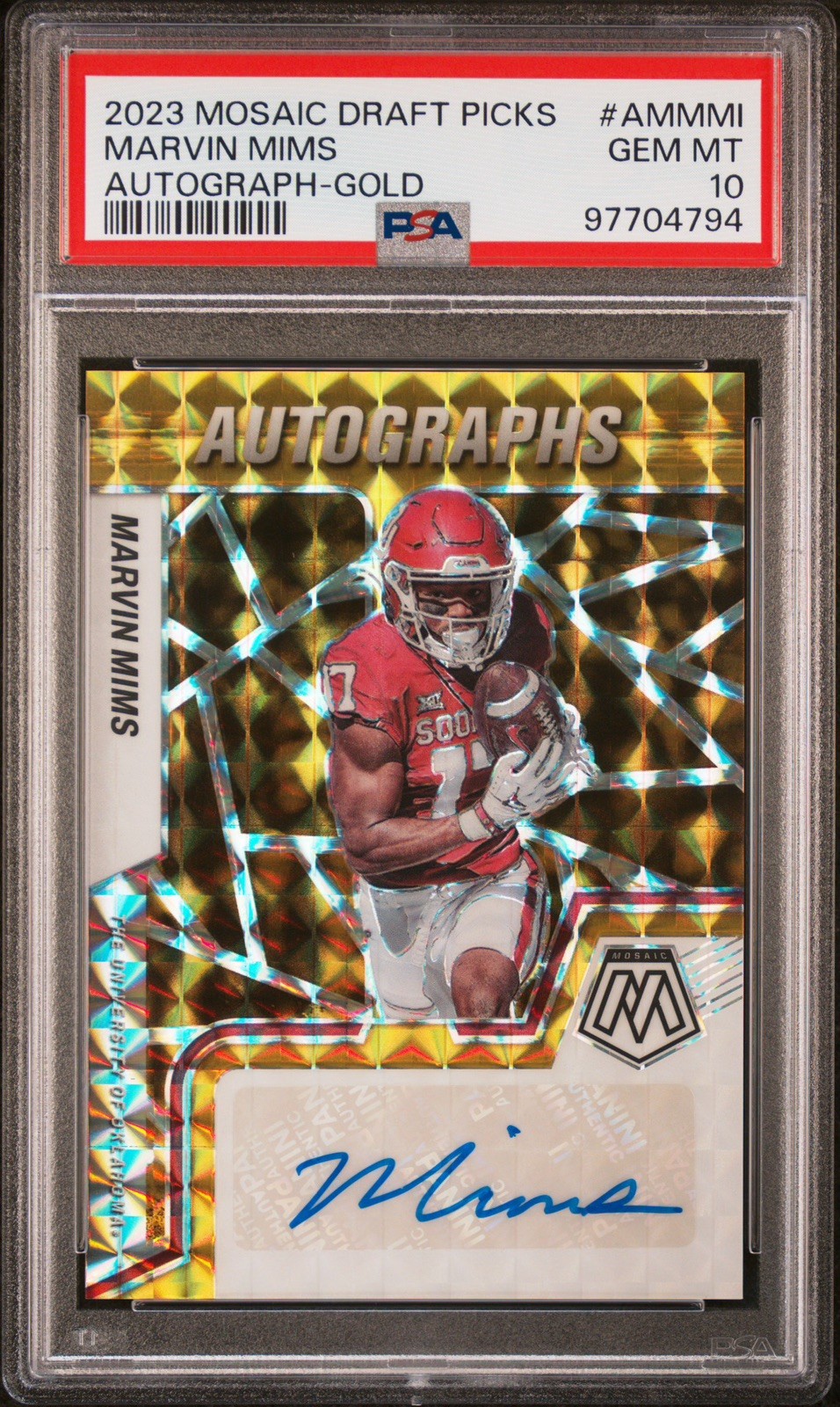 Marvin Mims Panini Mosaic Draft Picks Autographs #AMMMI Gold