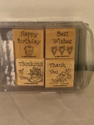 Set of 4 Rubber Stamps - Happy Thoughts
