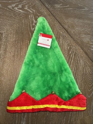 Celebrate It Christmas Elf Hat Green Red Jingle Bell Adult Size NWT