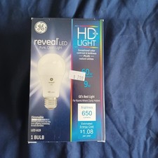 GE Reveal LED 650 Lumens LED A19 60W 13 Year Life Dimmable White HD Light Bulb