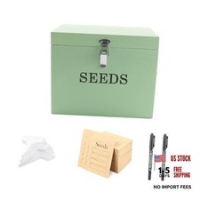 Wooden Seed Storage Organizer with 2 Dividers, Seed Saving Box with Green Small
