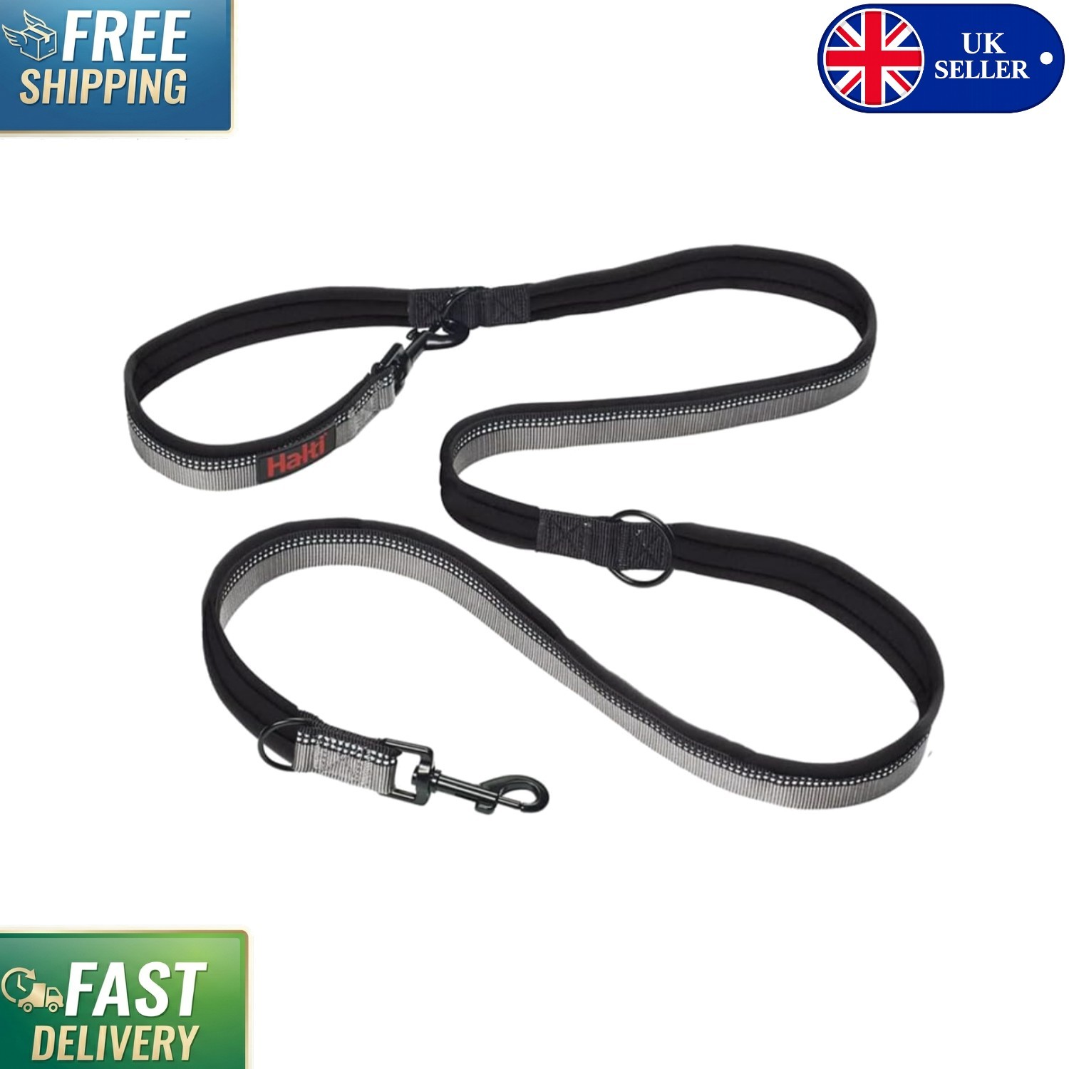 Adjustable Length Large Dog Lead - Reflective Neoprene Leash for Safety
