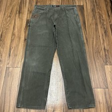 Wrangler Riggs Work Wear Ripstop Pants Green Carpenter Mens 38x32 3W020DK