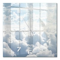 Wanduhr Glasuhr Aus Glas Wolken Aus Der Vogelperspektive WeißE Zeiger 60X60 Cm