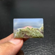 Scenic Moss Agate Cabochon 30x19.5x4.5mm High Quality 32 ct