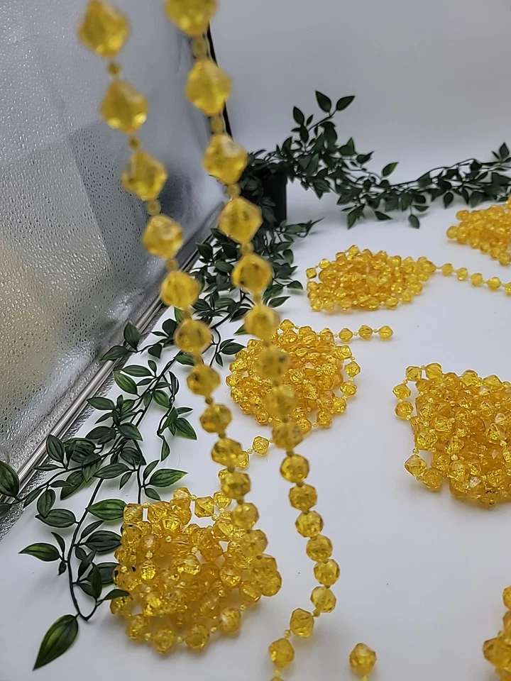 Cuentas de plástico ámbar amarillo 12 hilos de colección 80" pre-encordadas Foto 4 de 4