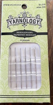 YARNOLOGY NEEDLEPOINT TAPESTRY NEEDLES 136655 6 Piece Set Size 22 New In Package