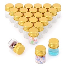 Kesell 5ml Mini Clear Glass Bottles with Screw Caps, 24-Pack Gold Cap 5ml-24pcs