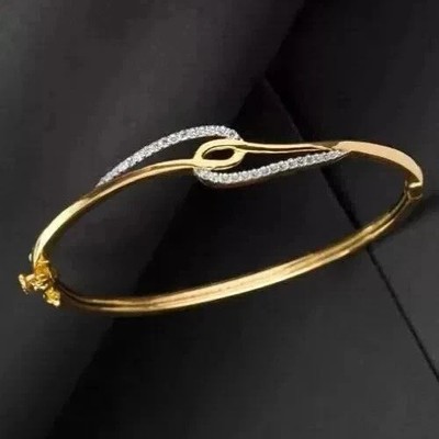 1.5 Ct Round Cut White Moissanite Women's Bangle Bracelet 14K Yellow Gold Plated