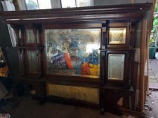 Large Victorian Antique Mahogany Over Mantle  Mirror