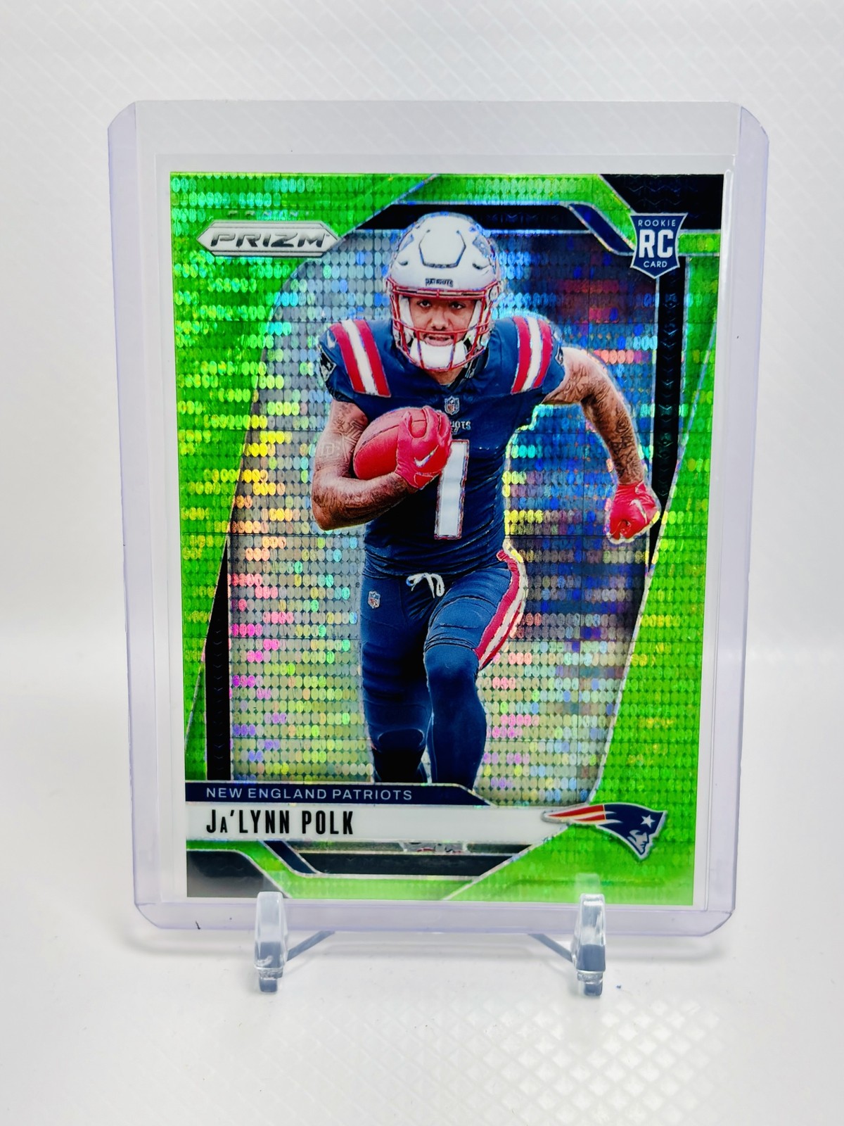 2024 Panini Prizm Ja'Lynn Polk Neon Green Pulsar #339 RC Patriots
