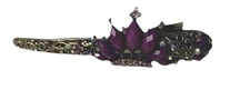 Vintage Victorian style hair, barrette purple, color tiara design brass filigree
