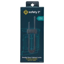 Double Door Cabinet Safety Lock for Toddlers Baby Proofing 2 Pack Charcoal