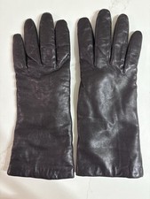 Vtg Womens Size 7.5 Aris Dark Brown 100 Cashmere Lined Leather Gloves