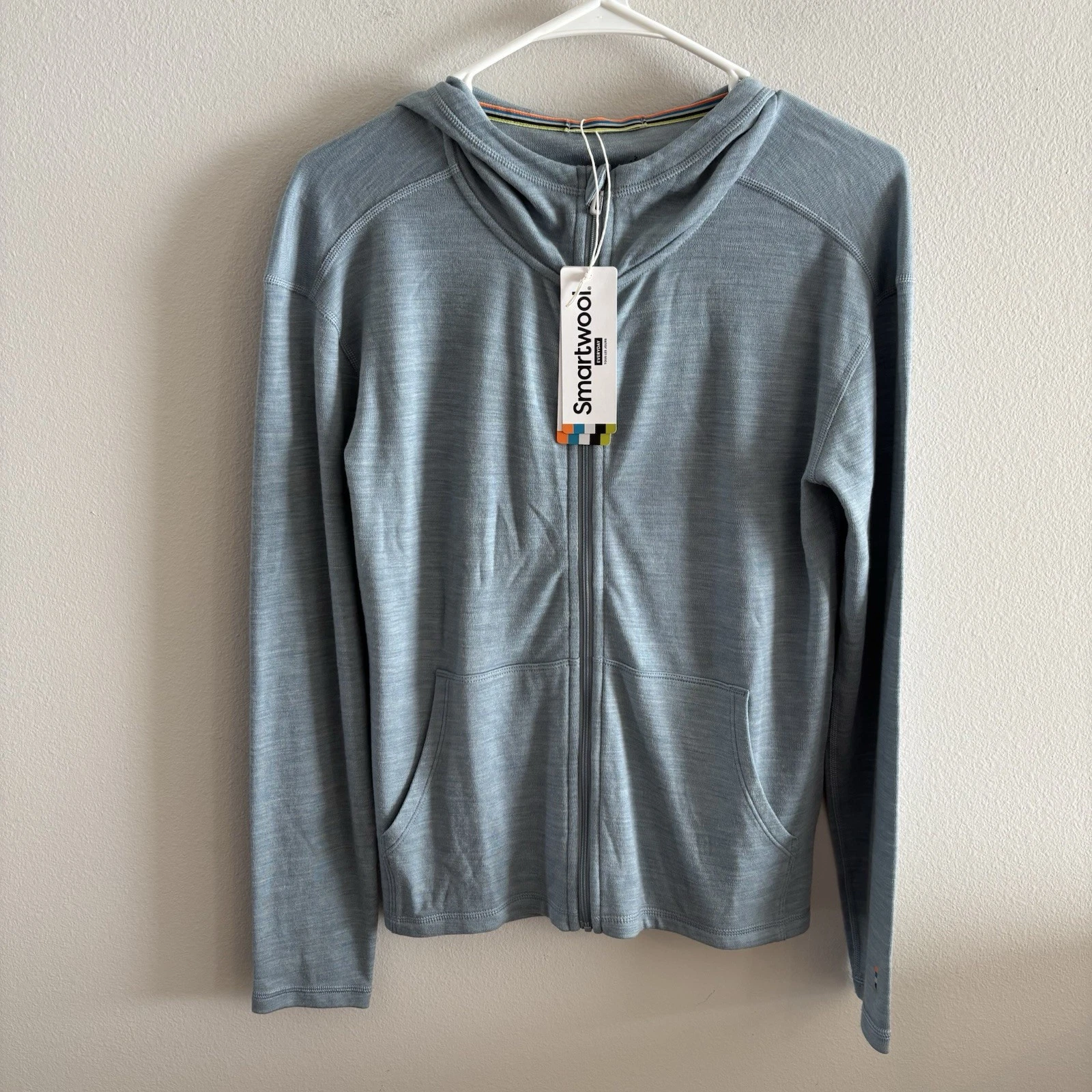 Smartwool Thermal Merino Hoodie Unisex Lead Heather Blue XXS NEW
