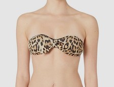 Moschino Women's Brown Leopard Front-Tie Strapless Bikini Top Swimwear Size M