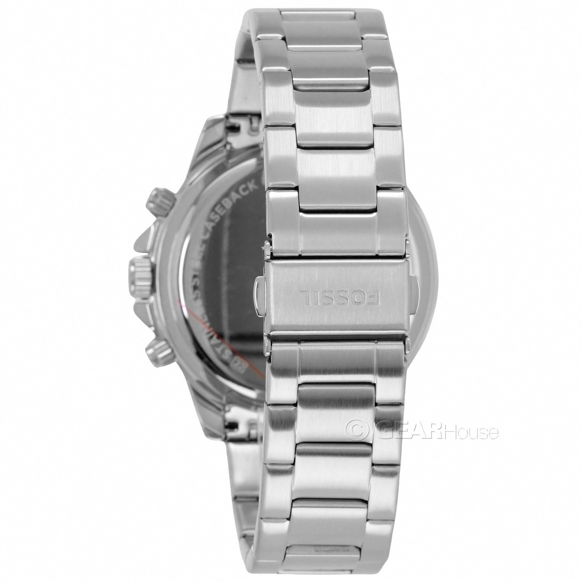 FOSSIL Bannon Mens Multifunction Watch, Black Blue Dial, Stainless 
