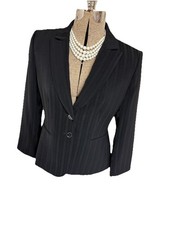 Tahari Arthur S Levine Blazer Size 6P Black Suit Separates Jacket Pockets EXEC