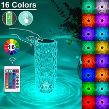 LED Crystal Table Lamp Diamond Rose Night Light Touch Atmosphere Bedside Bar