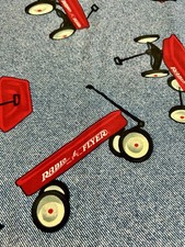 Rare 2001 Toy Radio Flyer Little Red Wagon Cotton Fabric 1 Yd X 44”W New
